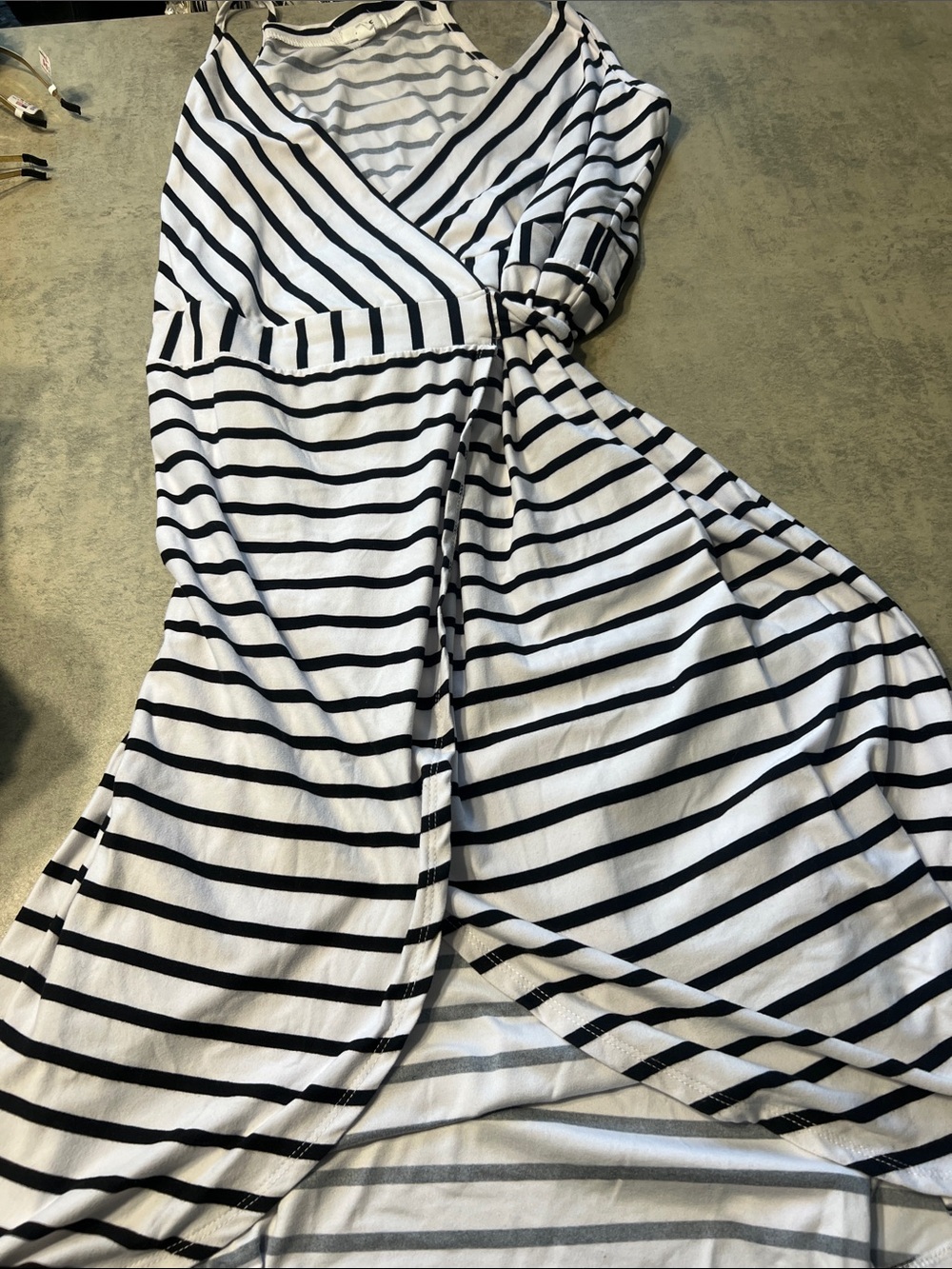 Ardene Black & White Striped Wrap Midi Dress